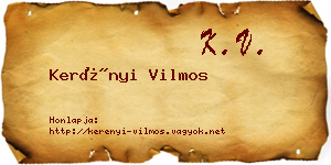 Kerényi Vilmos névjegykártya